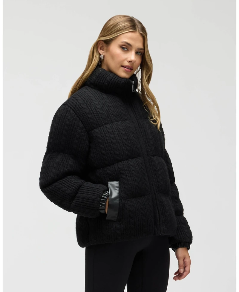Nvlt Women's Sweater Knit Puffer Jacket