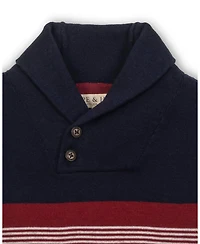 Hope & Henry Little and Big Boys' Organic Long Sleeve Striped Shawl Collar Sweater