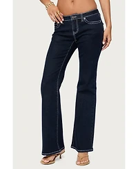 Edikted Womens Louis Contrast Low Rise Jeans