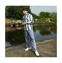 Campus Sutra Men's Shadow-Striped Oversized Shirt