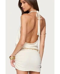 Edikted Womens Adrian Knit Halter Mini Dress