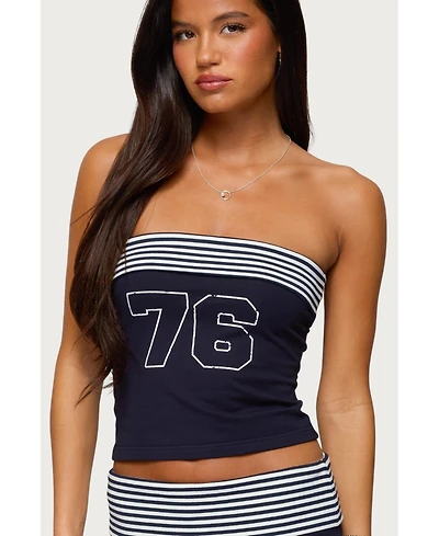 Edikted Women's 76 Stripey Fold Over Tube Top