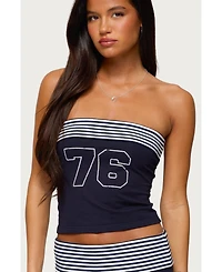 Edikted Women's 76 Stripey Fold Over Tube Top
