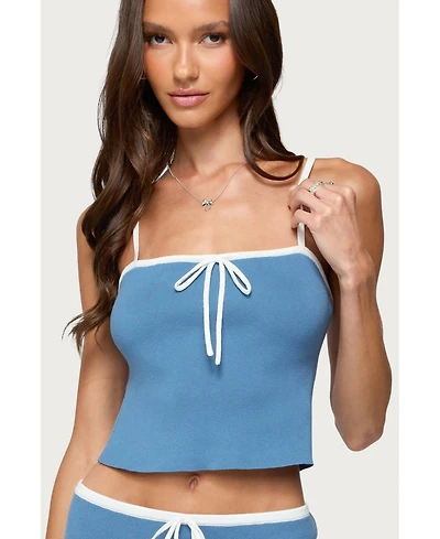 Edikted Womens Pheobe Contrast Knit Tank Top