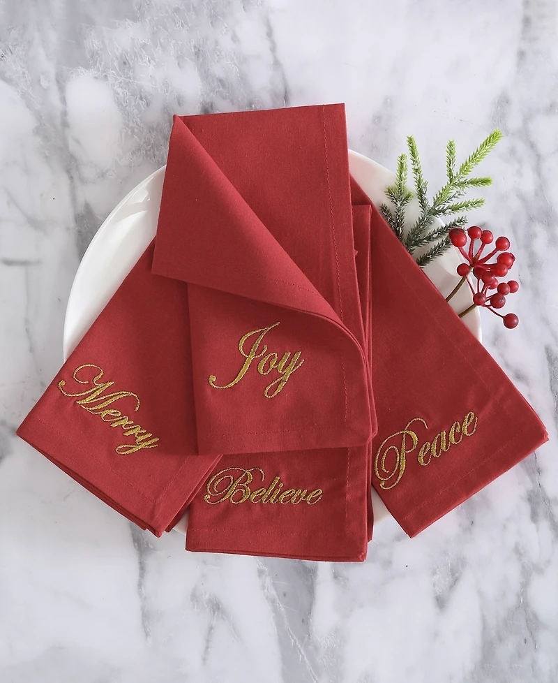 Elrene Holiday Sentiments 4-Pc. Napkin Set, 17" x 17"