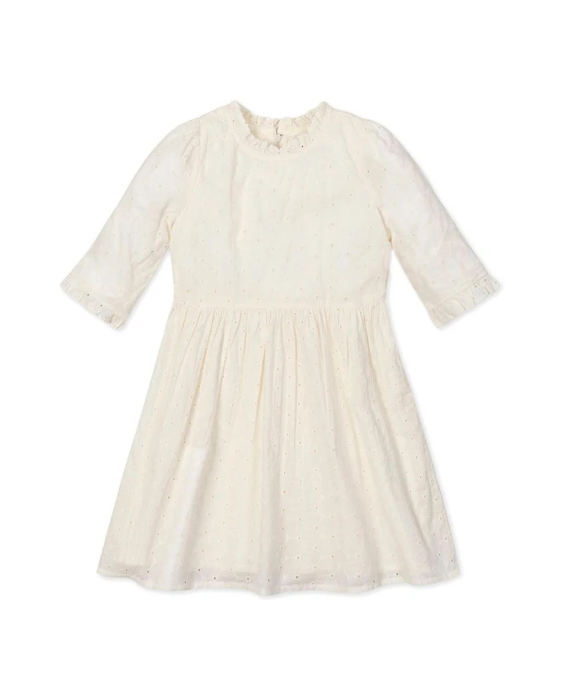 Hope & Henry Little and Big Girls' Organic Flutter Sleeve Tiered Eyelet Dress