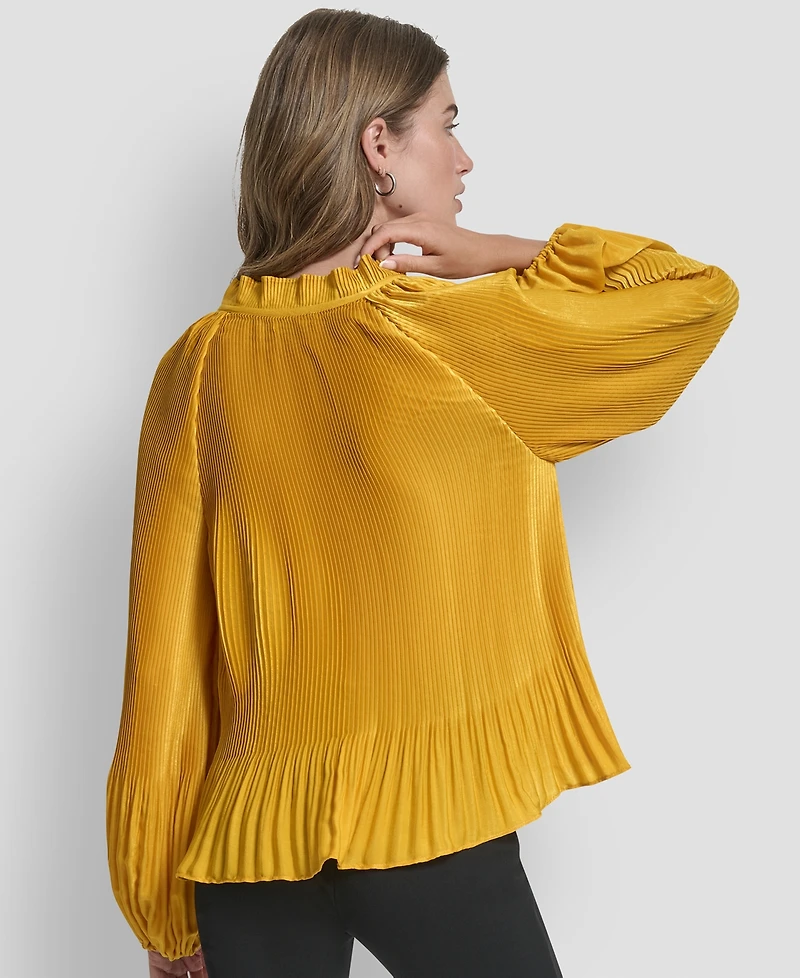 Dkny Women's Long Sleeve Pleat Top