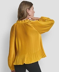 Dkny Women's Long Sleeve Pleat Top