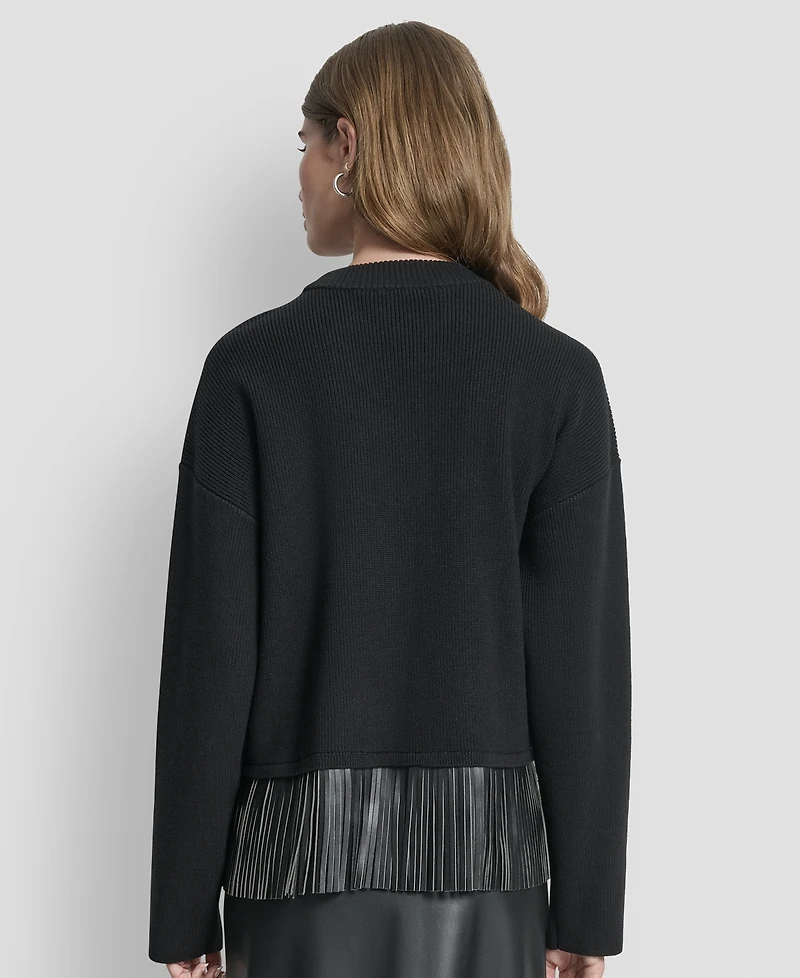 Dkny Women's Long Sleeve Fringe Hem Sweater