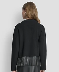 Dkny Women's Long Sleeve Fringe Hem Sweater