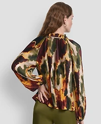Dkny Women's Long Sleeves Pleated Top