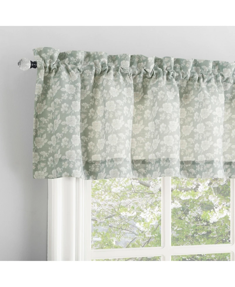 Marist Floral Semi-Sheer Rod Pocket Kitchen Curtain Valance