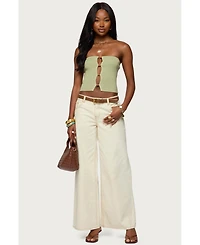 Edikted Womens Bead Cut Out Strapless Knit Top