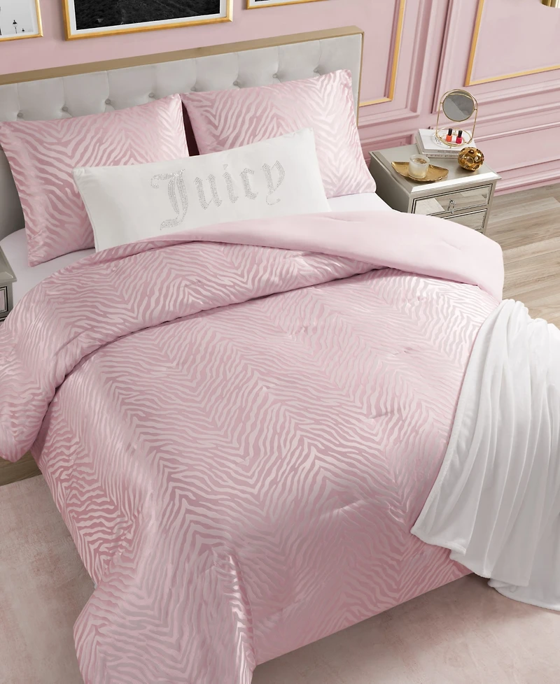 Juicy Couture Sparkle Zebra Jacquard 3-Pc. Comforter Set