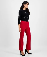Ak Anne Klein Petite Mid-Rise Pull-On Press-Pleat Pants