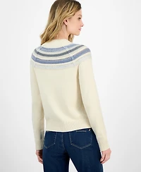 Nautica Jeans Women's Striped Yoke Crewneck Sweater