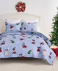 Greenland Home Fashions Winter Whiskers Holiday 3-Pc. Quilt Set, Full/Queen