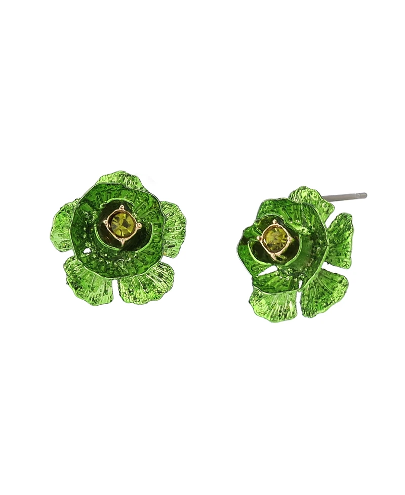 Betsey Johnson Faux Stone Flower Stud Earrings