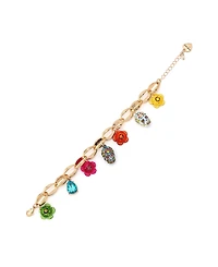 Betsey Johnson Faux Stone Sugar Skull Charm Bracelet - Multi