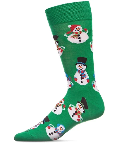MeMoi Men's Snowmen Holiday Crew Socks