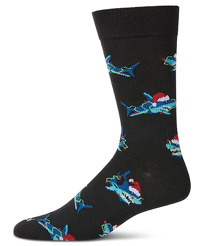 MeMoi Men's Santa Shark Crew Socks