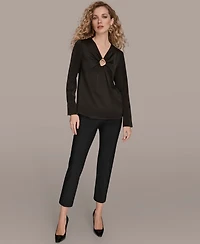 Donna Karan New York Women's V-Neck Embellished Top