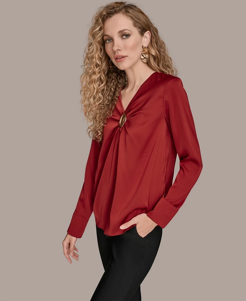 Donna Karan New York Women's V-Neck Embellished Top