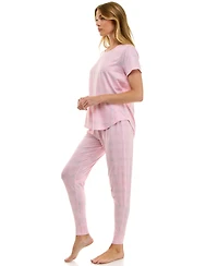Roudelain Printed Short Sleeve Top & Jogger Pajama Set