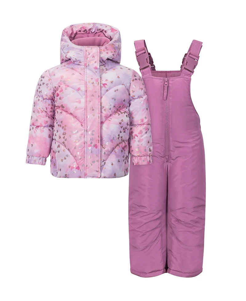 S Rothschild & Co Baby Girls 2-Piece Foil Print Jacket and Ski Bib Set