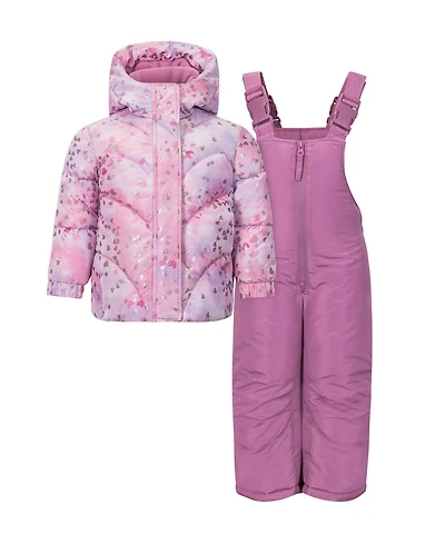 S Rothschild & Co Baby Girls 2-Piece Foil Print Jacket and Ski Bib Set