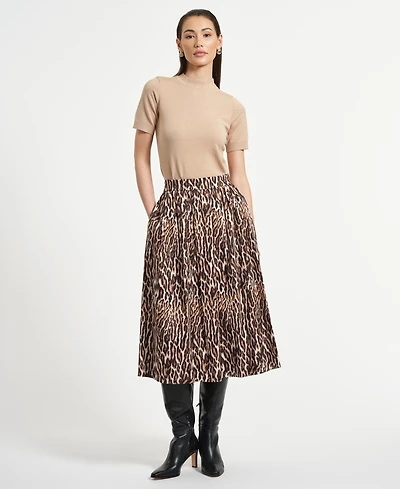 Isaac Mizrahi Women's Sateen Midi Full Skirt