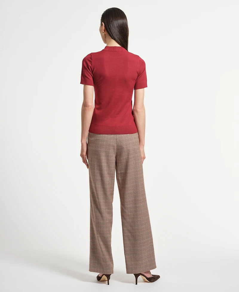 Isaac Mizrahi Women's Mock Neck Short Sleeve Sweater