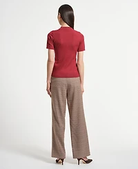 Isaac Mizrahi Women's Mock Neck Short Sleeve Sweater