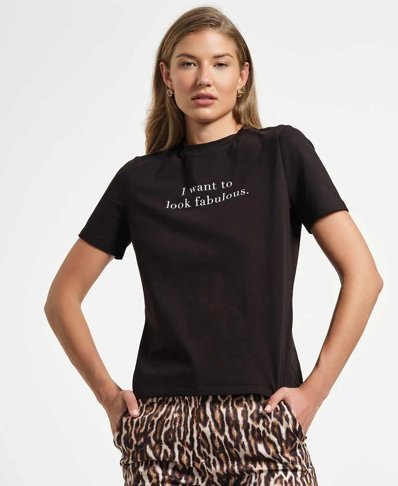 Isaac Mizrahi Women's Crewneck Graphic Top