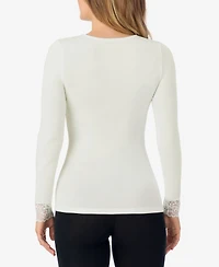 Cuddl Duds Softwear V-Neck Lace Top