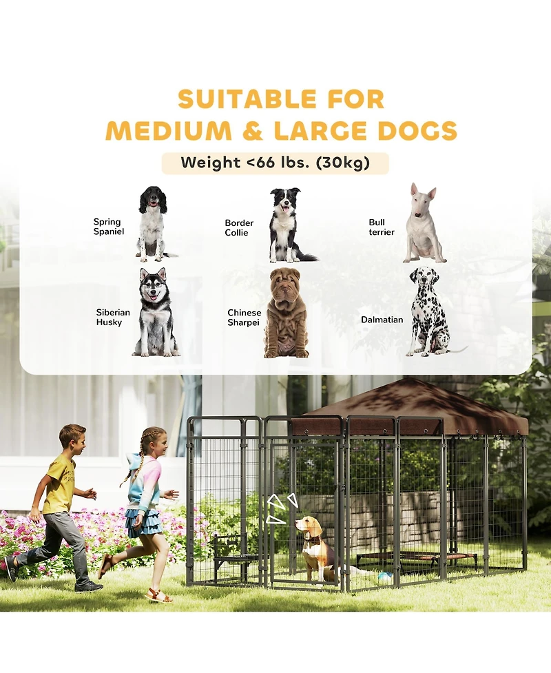 PawHut Dog Kennel Outdoor for Large and Medium Dogs, 9.3' x 4.6' x 5.2'