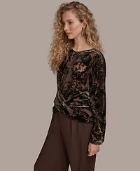 Donna Karan New York Women's Printed Long Sleeve Top