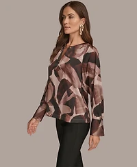 Donna Karan New York Women's Long Sleeve Printed Blouse
