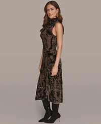 Donna Karan New York Women's Cowl Neck Midi Dress