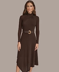 Donna Karan New York Women's Twist Front Belted Sweater Dress