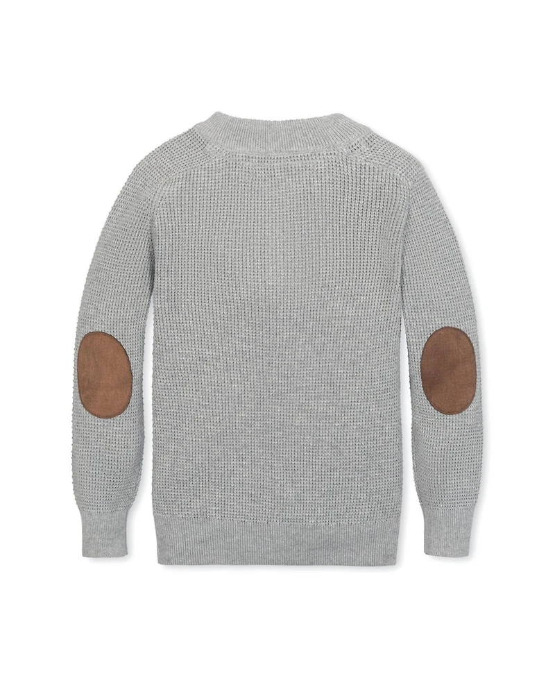 Hope & Henry Little and Big Boys' Organic Long Sleeve Henley Pullover Sweater with Elbow Patches