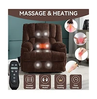 Maison Boucle Chenille Power Lift Recliner for Seniors with Heat & Massage, Dual Motor Electric Chair, Infinite Position-Maison