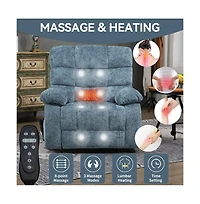 Maison Boucle Oversized Chenille Power Lift Chair with Massage & Heat, Dual Motor Electric Recliner, Infinite Position-Maison