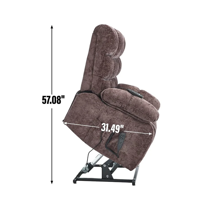 Maison Boucle Oversized Chenille Power Lift Chair with Massage & Heat, Dual Motor Electric Recliner, Infinite Position-Maison