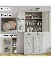 Ironck Kitchen Pantry with Drawer, 4 Adjustable Shelves, Rustic Maple
