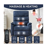 Dual Motor Power Lift Recliner with Heat & Massage, Chenille Electric Chair for Elderly, Infinite Position-Maison Boucle