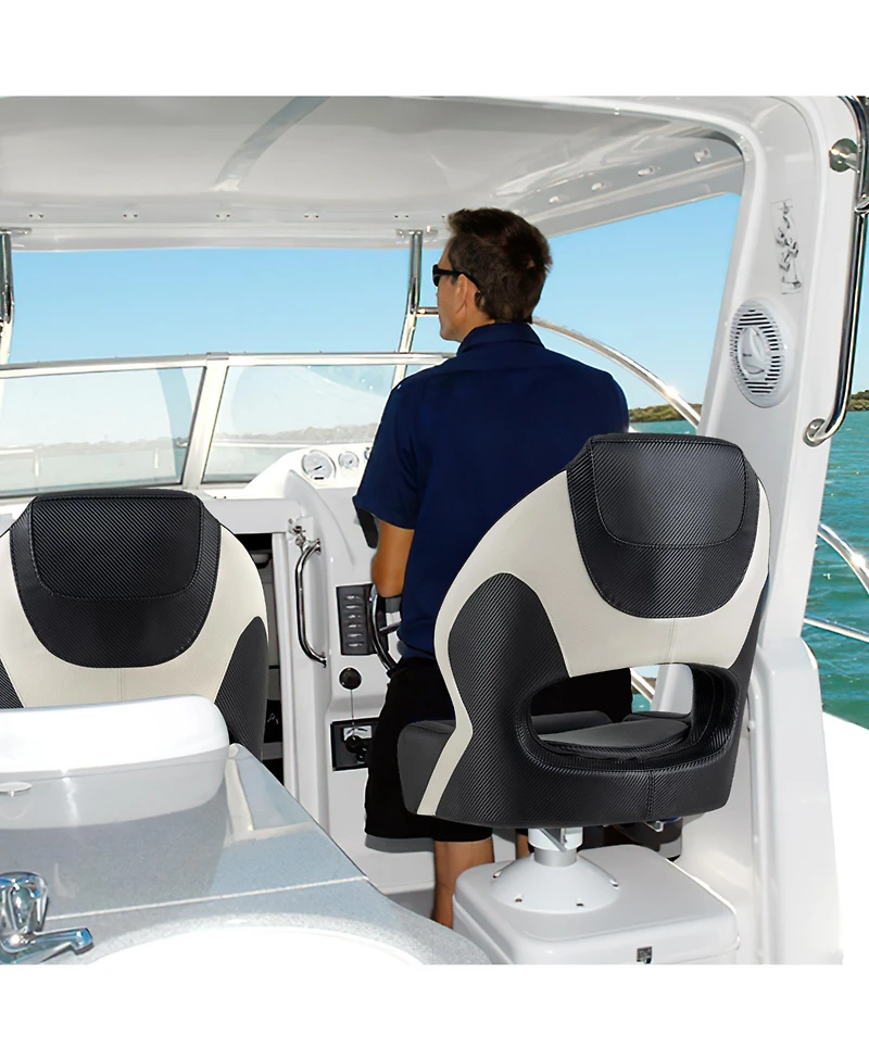 Akiudex Flip-Up Bolster Boat Seat with Pvc Leather and Hdpe Frame