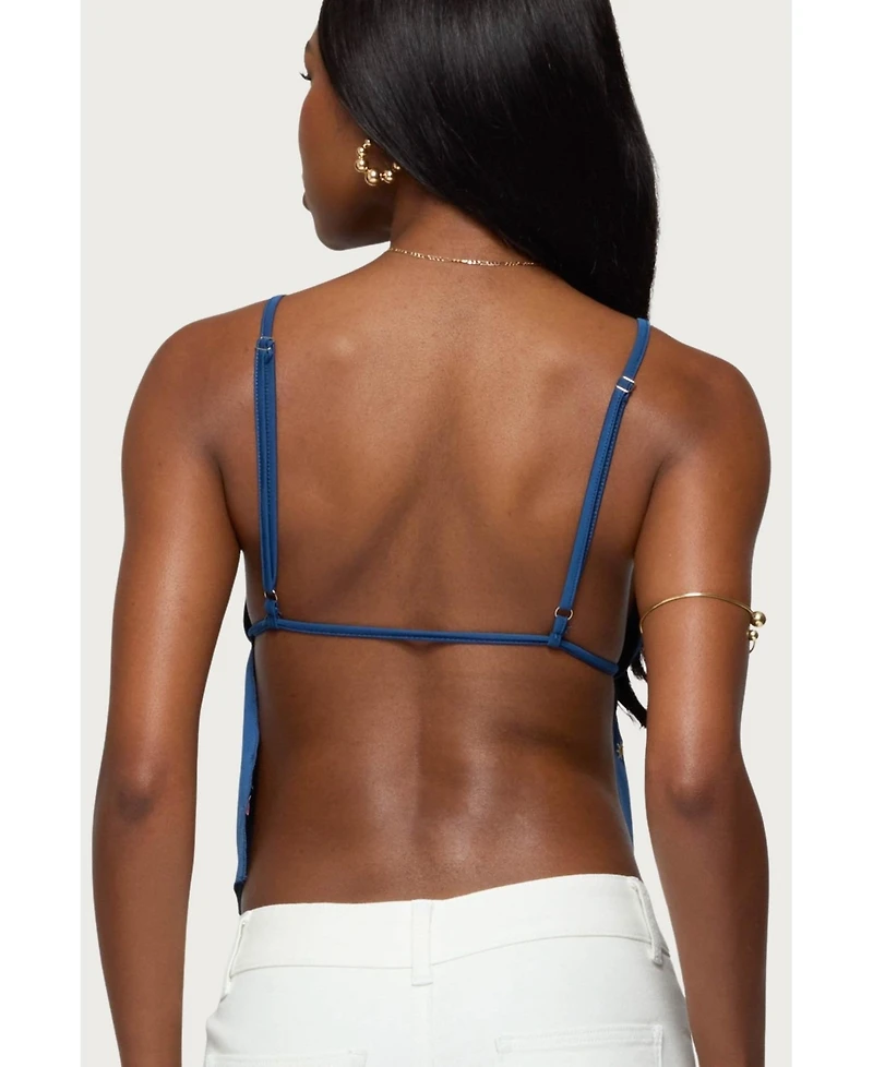 Edikted Womens Soleil Embroidered Open Back Top