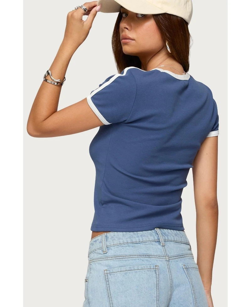 Edikted Womens Los Angeles Contrast T Shirt
