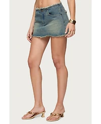 Edikted Women's Levana Distressed Denim Mini Skirt